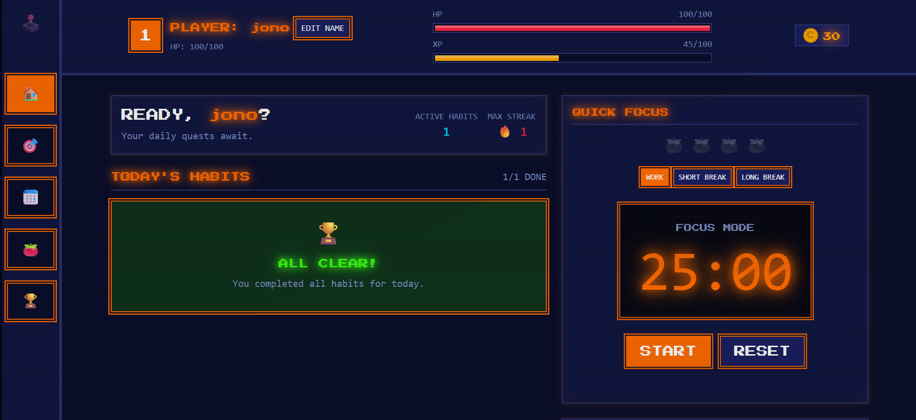 Retro Arcade Daily Tracker